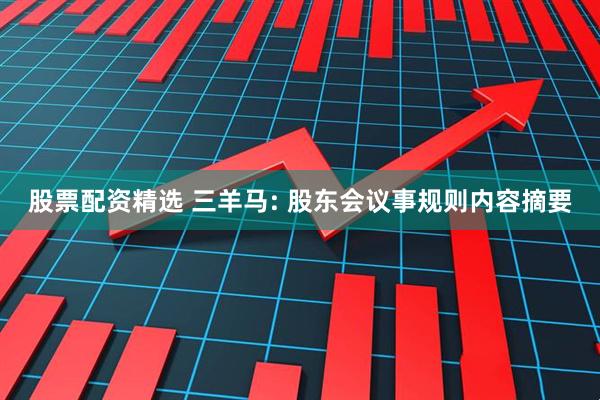 股票配资精选 三羊马: 股东会议事规则内容摘要